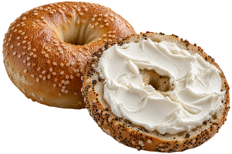 Sesame And Everything Bagels With Cream Cheese