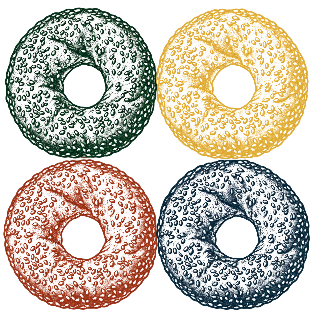 Four-Bagel Pop Art Tee print artwork